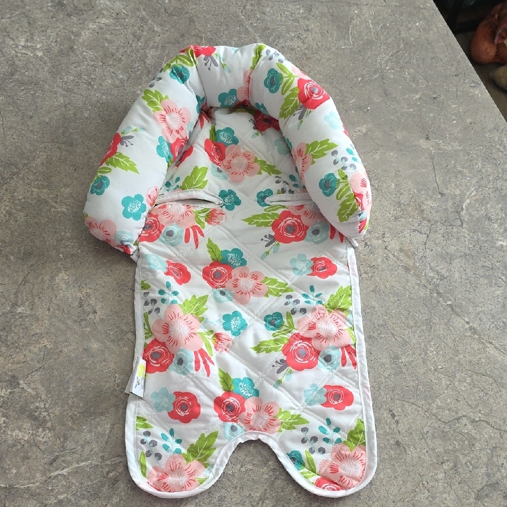 (J59) Floral Baby Car Seat Head Support Insert Goldbug